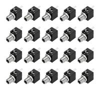 DMiotech 3 Pins Vertical Female 3.5mm Mono TS Jacks Plug Socket Black 20Pcs | PJ-301M Audio Female Jacks Plug Socket Connector Tin-Plated Copper Terminal with Hex Nut Extended Shaft for Audio Headphone