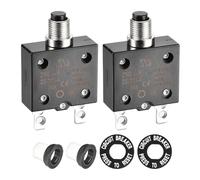 DMiotech 35A Thermal Circuit Breaker 125/250V AC 50V DC 50/60Hz 1.3x0.6x1.9" Push Button Manual Reset Overload Protector with Waterproof Button Caps for Overload Protection Application,2Pcs