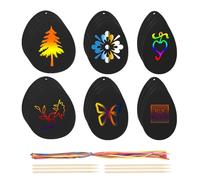 DMiotech 36Pcs Scratch Art Set, Rainbow Scratch Paper Easter Decor Tree Decor with Colorful Ribbon and Wooden Stick for DIY Crafts Party Home Decoration Christmas Hanging Decor