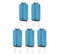 DMiotech 5 Pack 28V DC 15A Blue ATC/ATO Manual Narrow Mini Resettable Fuse for Automotive Circuit Breaker Reset Fuses Low Profile Blade Fuses for Car Truck SUV Marine Boat Motorcycle