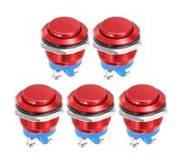 DMiotech 5 Pcs 16mm / 5/8" Push Button Switch, IP66 1NO 0-250V 5A Momentary Latching Push Button Starter Light Switch Self-reset, Aluminum Alloy High Head Red