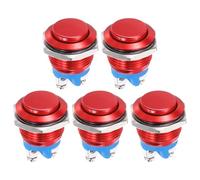 DMiotech 5 Pcs 19mm / 3/4" Push Button Switch, IP66 1NO 0-250V 5A Momentary Latching Push Button Starter Light Switch Self-reset, Aluminum Alloy High Head Red