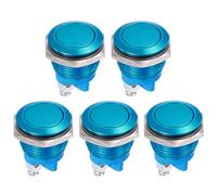 DMiotech 5 Pcs 19mm / 3/4" Push Button Switch, IP66 1NO 0-250V 5A Momentary Latching Push Button Starter Light Switch Self-reset, Aluminum Alloy Flat Head Blue