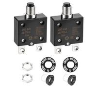 DMiotech 50A Thermal Circuit Breaker 125/250V AC 50V DC 50/60Hz 2.3x1.4x0.6" Push Button Manual Reset Overload Protector with Waterproof Button Cap for Overload Protection Application,2Pcs