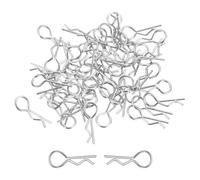 DMiotech 50Pcs Body Clips Bent RC Car Shell Clip Model Car R Pins Silver Universal Shell Replacement Parts for 1/24 1/18 Scale RC Car