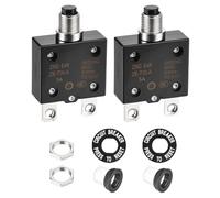 DMiotech 5A Thermal Circuit Breaker 125/250V AC 50V DC 50/60Hz 2.3x1.4x0.6" Push Button Manual Reset Overload Protector with Waterproof Button Cap for Overload Protection Application,2Pcs