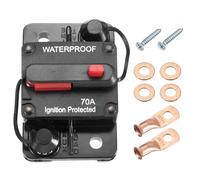 DMiotech 70A Circuit Breaker, 12-32V DC Automotive Inline Fuse Holders Inverter with Manual Reset Button Wire Lugs Washer Screws for Car Marine Boat Audio System Overload Protection