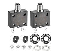 DMiotech 70A Thermal Circuit Breaker 125/250V AC 50V DC 50/60Hz 1.3x0.6x1.9" Push Button Manual Reset Overload Protector with Waterproof Button Cap for Overload Protection Application,2Pcs