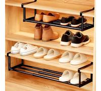 DMJJSD Hanging Shoe Rack Organiser 2 Pieces, Expandable 40-70 cm Shoe Organiser Hanging Shoe Rack Metal Space Saving Shoe Rack Shoe Storage for Shelf Organiser Under the Cabinet
