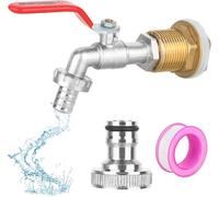DMJJSD® Water Butt/Rain Barrel Outlet 3/4 inch Hole Adaptor/Connector 3/4 Inch IBC Water Butt Tap Outdoor Tap Kit Garden Tap Kit Outlet Faucet for Water Butts, rain Barrels and Storage Tanks (Red)