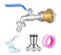 DMJJSD® Water Butt/Rain Barrel Outlet 3/4 inch Hole Adaptor/Connector 3/4 Inch IBC Water Butt Tap Outdoor Tap Kit Garden Tap Kit Outlet Faucet for Water Butts, rain Barrels and Storage Tanks-Blue