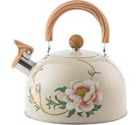 DMJJSD Whistling Kettle, 2.7 Quart Stove Top Kettle for Gas Hob with Anti-Hot Wood Pattern Handle Food Grade Stainless Steel Stovetop Kettles- Whistling Teapot Induction Kettles (Color 2)