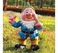 DMJLI-T Garden Big Beard Gnome Statue,Outdoor Dwarf Figurines Ornaments,Funny Farm Gnomes Statues,Weatherproof Resin Christmas Sculptures,24inch,A Green Hat
