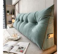 DMJLI-T Headboards for Beds Lumbar Bed Pillow Reading Backrest Cushion Triangular Wedge Pillow Headboard Reading Backrest Cushion Headboard Bolster Support Pillow,150 × 50 × 20 cm-Verde Chiaro