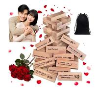 DMJOULI Lust Tower - 48Pcs Super Naughty Block Tower Game,Fun Adult Party Game for Date Nights, Valentines Day Romantic Activity with Storage Bag