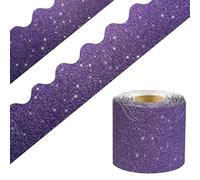 DMJUNCONG 68.9 Feet Purple Glitter Bulletin Board Border Scalloped Bulletin Board Trim for Classroom Decoration,Bedroom Wall Decoration,Home Decoration,Birthday Party Decorations