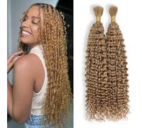 DMKEEP Blonde BWater Wave Human Hair Braiding No Weft 100% Human Hair Professional Salon Dyeing for Eye-catching #27 18 Inch