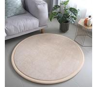 Dmkjdzsw Round Play Mat Carpet for Children Kids Room, Coral Velvet Crawling Mat for Nursery Baby, Thick 2cm- beige-∅130cm