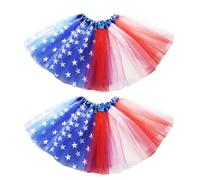 DMLBC Women USA Star Tutu 4th of July Red White and Blue Tutu for Adult Independence Day Costume (2, Large)