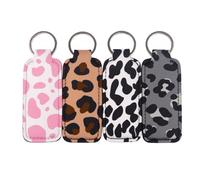 DMLSKY Chapstick Holder Keychain Lip Balm Holder Sleeve Pouch for Mini Lipstick, Cow Print