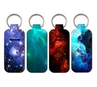 DMLSKY Chapstick Holder Keychain Sleeve Pouch for Mini Lipstick with Key Chain Lip Balm Holder, The Galaxy, 4.5x1.5 inch
