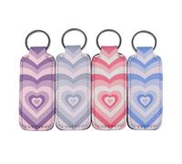 DMLSKY Lip Balm Holder Keychain, Cute Portable Key Chain Accessories for Lip Balm, Lip Gloss or Lipstick, Heart Pattern, 4.5x1.5 inch
