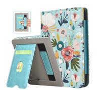 DMLuna Case for Kobo Clara BW (Model N365) / Kobo Clara Colour (Model N367) 6" 2024 Release, Hands-Free Stand Premium Leather Cover with Auto Sleep/Wake, Hand Strap and Card Slot, Hill Flower