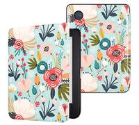 DMLuna Case for Kobo Clara Colour/Clara BW/Clara 2E 6"eReader, Ultra Slim Lightweight Folio Premium PU Leather Protective Cover with Auto Sleep/Wake Function, Hill Flower