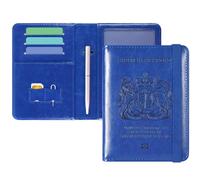 DMLuna Passport Holder, Premium PU Leather Travel Passport Wallet RFID Blocking Passport Cover Case Travel Documents Organizer with Pen Holder, for Women and Men - Royal Blue