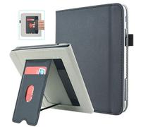 DMLuna Stand Case for Kobo Libra Colour (Model:N428, 2024 Release), Hands-Free Stand Lightweight Premium PU Leather Cover with Auto Sleep/Wake Function, Hand Strap and Card Slot, Black