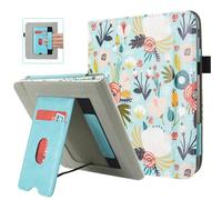 DMLuna Stand Case for Kobo Libra Colour (Model:N428, 2024 Release), Hands-Free Stand Lightweight Premium PU Leather Cover with Auto Sleep/Wake Function, Hand Strap and Card Slot, Hill Flower