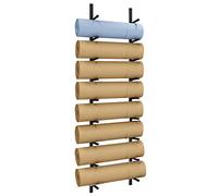 DMMFTERL 9 Tier Large Capacity Yoga Mat Holder Wall Mount Flat,Steel Modern Foam Roller Pilates Mats Storage Rack Stand,Yoga Studio/Garage Multifunctional Mats Organiser(Black)