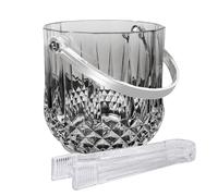 Dmnnlp 1.2L Grey Ice Bucket with Tongs, Acrylic Ice Buckets for Parties Easy Carry Handle Small Bucket for Parties, Drinks, BBQ, Bar, Restaurant, Home (Grey)