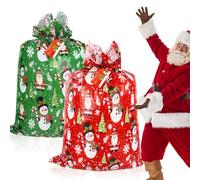 Dmnnlp 2 Pack Giant Christmas Sacks 36x56 Inch, Extra Large Santa Sack with Tags & Rope, Jumbo Xmas Gift Bags for Presents, Holiday Wrapping Bags (Red Green 56")