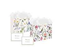 Dmnnlp 2 Pcs Medium Small Gift Bags 10"x7.9"x3.8", Flower Present Bag with Tissue Paper and Cards, for Birthday Wedding Bridal Party Halloween Christmas Celebration