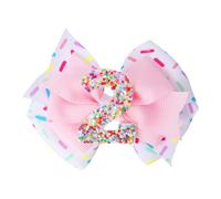 Dmnnlp 2nd Birthday Hair Bow, 3.6"X3" Pink Hair Bows Clips, Birthday Decorations for 2-Year-Old Girl, Party Photo Props (2)