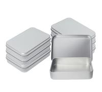 Dmnnlp 6Pcs Playing Card Case Holder, 3.95" x 2.8" x 0.9" Portable Playing Card Storage Box, Rectangular Metal Tins with Lids, for Game Cards Uno Business Trading Cards (Silver)