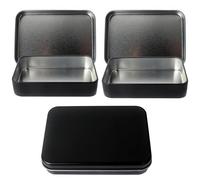 Dmnnlp 6pcs Playing Card Case, Rectangular Metal Tins with Lids, Portable Card Storage Box, Small Tin for Game Cards Business Trading Cards Candies Earrings Rings Necklace (Black)