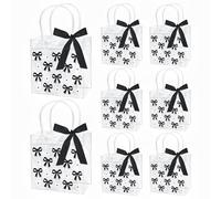 Dmnnlp 8 Pcs 6.3" Small Clear Gift Bags with Ribbon, Plastic Party Bow Bags for Girl Women Birthday, Wedding, Holiday, Hen Party Gifts (Black)