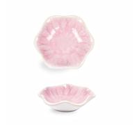 Dmnnlp Tea Bag Dish, Ceramic Spoon Rest 4.3 Inch, Flower Shape Small Bowls for Dips, Spoon Holder Kitchen, Condiment Dish, Snack Bowls, Sushi Soy Dish 2pcs (Pink)