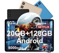 DMOAO Tablet 11 inch with Widevine L1, 8000 mAh + 18W Fast Charge, Android 14 Tablets with 20GB RAM + 128GB ROM, 13 MP + 5 MP, 5G WiFi, GPS, Octa-Core 2.0 GHz, Face ID, 1280 * 800, Black