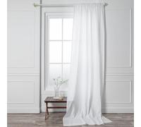 D'Moksha Homes 100% Linen Curtains Lightweight Rod Pocket Curtain, Long Curtains 100% Pure Natural Fabric Window Panel Handcrafted 52 X 63 Inch White