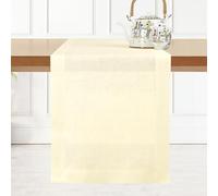 D'Moksha Homes 100% Pure Linen Hemmed Table Runner - Premium Natural Fabric European Flax, Machine Washable, Handmade Dresser Scarf, Mitered Corners, Great Gift Choice 14 X 120 Inch Magical Ivory