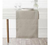 D'Moksha Homes 100% Pure Linen Table Runner - 14 x 90 Inch Classic Hemstitch Natural Farmhouse Style - Machine Washable