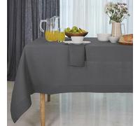D'Moksha Homes 100% Pure Linen Tablecloth - 60 x 102 Inch Charcoal Grey for Rectangle Tables - Machine Washable Dining