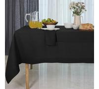 D'Moksha Homes Black Linen Tablecloth 153 x 356 CM - 100% Pure Linen Tablecloth for Rectangle Tables - Machine Washable Table Cloth for Dining, Spring, Easter