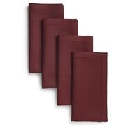 D'Moksha Homes Dark Red Linen Napkins Set of 4 - Classic Hemstitch 100% Pure Linen Hemstitch Dinner Napkins 51 x 51 CM for Fall, Thanksgiving, Christmas, Holiday - Handcrafted and Machine Washable