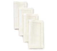 D'Moksha Homes Ivory Linen Napkins Set of 4 - Classic Hemstitch 100% Pure Linen Hemstitch Dinner Napkins 20 x 20 Inch for Summer - Handcrafted and Machine Washable