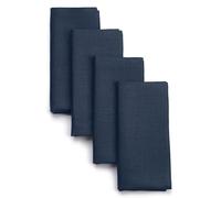 D'Moksha Homes Linen Dinner Napkins 18 x 18 Inch - 100% Pure Linen Navy Blue Napkins Set of 4 - Washable Navy Blue Cloth Napkins