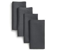 D'Moksha Homes Linen Dinner Napkins 20 x 20 Inch - 100% Pure Linen Charcoal Grey Napkins Set of 4 - Classic Hemstitch - Washable Charcoal Grey Cloth Napkins